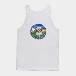 "Sunrise Garden" with a Cream and Brown Shih Tzu Tank Top